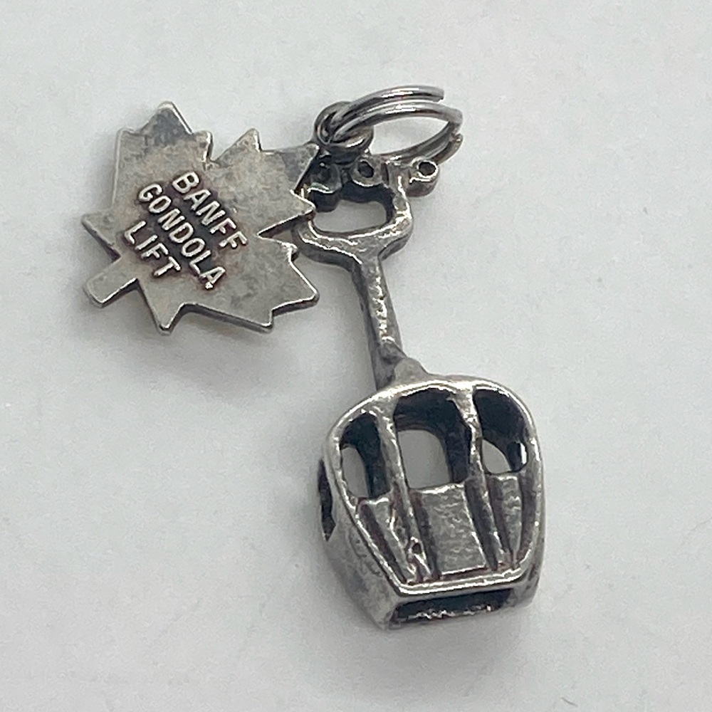 Vtg Sterling Silver 925 Banff Canada Gondola Maple leaf Canadian Charm | 15mm